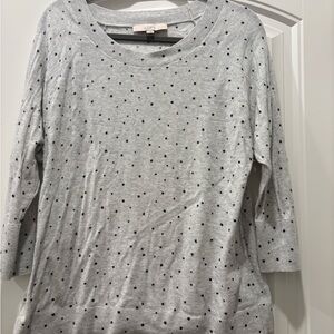 LOFT Heather Gray Star Pattern Sweater